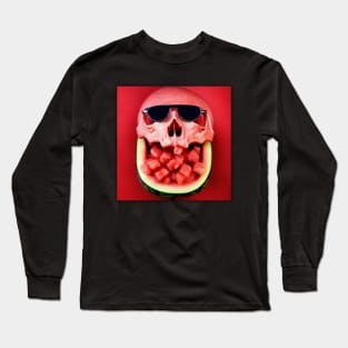 Fruit Watermelon Wearing Sunglasses Long Sleeve T-Shirt